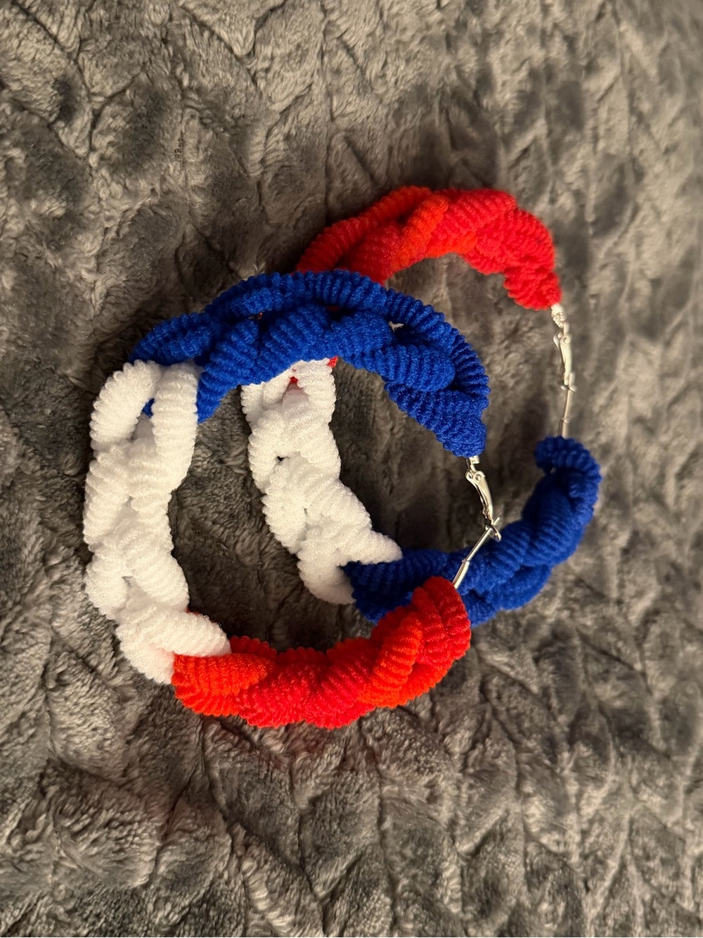 Braided Hoop Earrings in Red, White & Blue